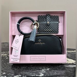 Nanette Lepore Black Belt Bag and Card Case Set